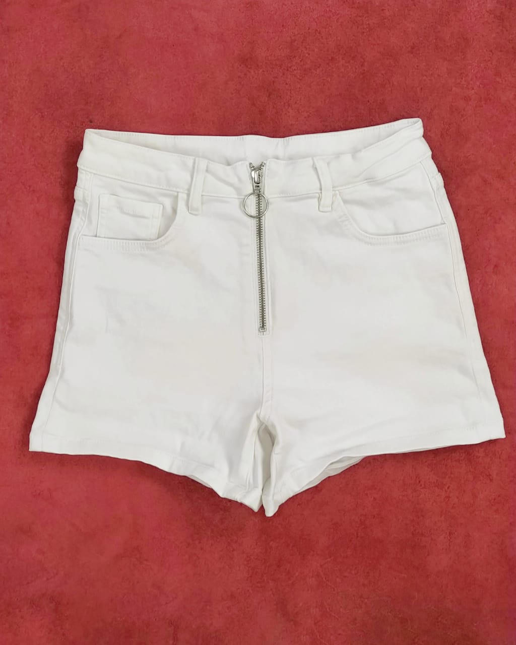 JENNYFER® White High-waisted Denim Shorts-White