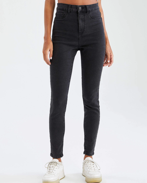 Defacto Women's Anna High Waist Super Skinny Jean Pants Grey