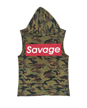 PHAT FARM Savage Hooded Tank Top - Army