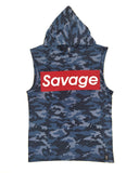 PHAT FARM Savage Hooded Tank Top - Navy Camo