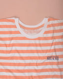 Lefties THICK STRIPE PRINTED T-SHIRT Orange/White