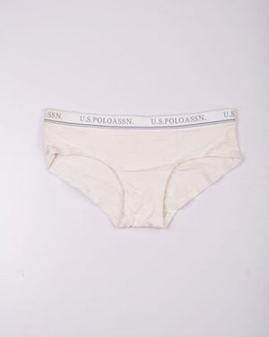 U.S. Polo Assn.® Womens Elastic Waist Hi Cut Briefs Panties White