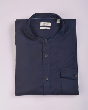 Esprit Cotton Shirt with Band Collar Regular Fit