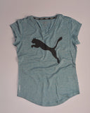 Puma Womens Heather Cat V-Neck T-shirt NAVY