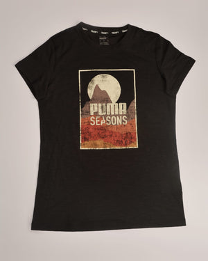 Puma women big printed round neck T-shirt Black