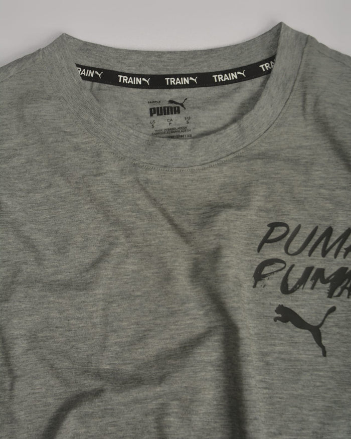 Puma women printed round neck T-shirt Black Grey