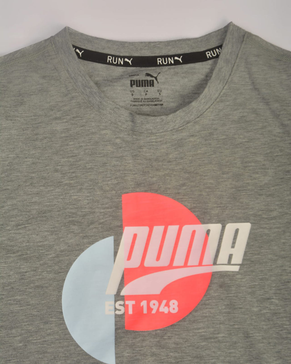 Puma women printed round neck T-shirt Black Grey With pink