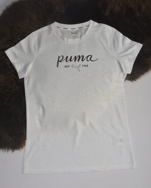 Puma women big printed round neck T-shirt WHITE LOGO