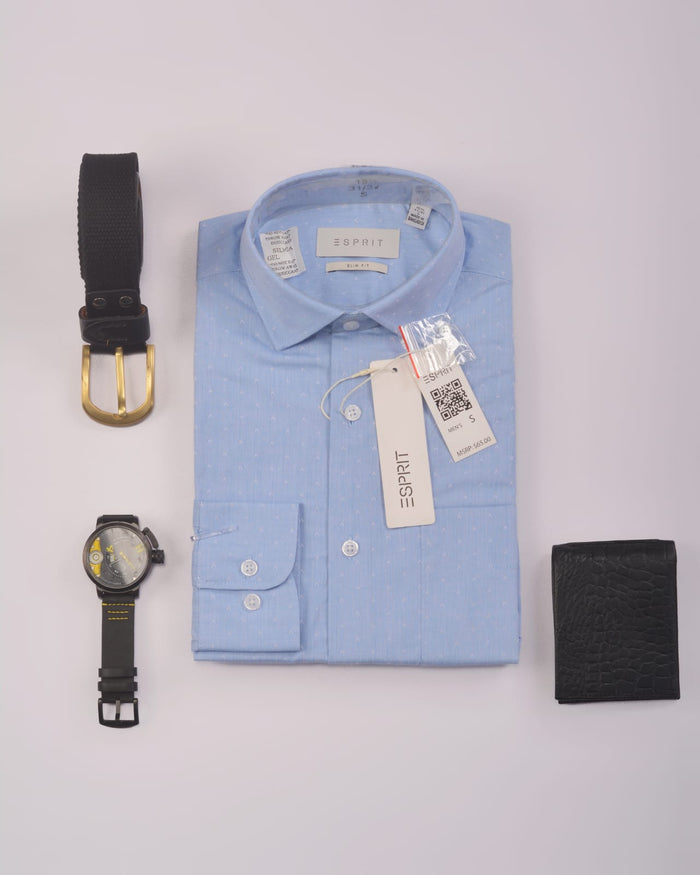 Esprit Slim fit, sustainable cotton shirt Blue Arrow Tacher