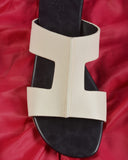 H CUT-OUT DUNES WOMEN SANDAL BLACK AND OFF WHITE