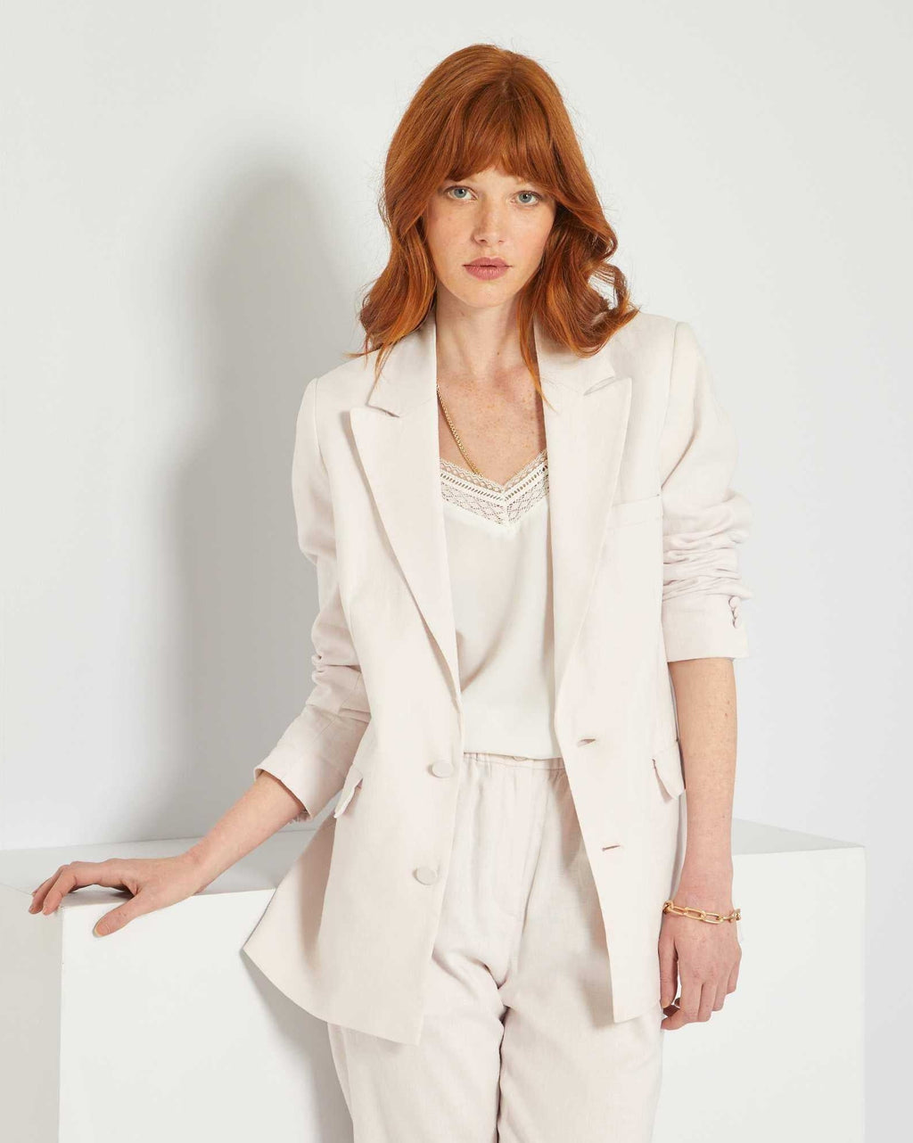 KIABI Linen blazer AED 169 Pink