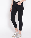 DressBerry Women Black Skinny Fit Mid-Rise Clean Look Cropped Stretchable Jeans