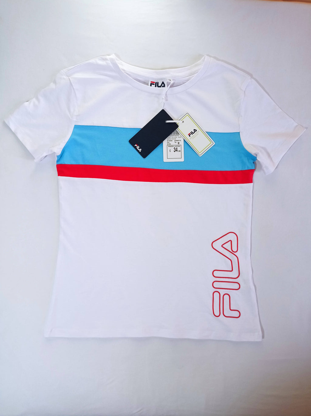 Fila logo T.shirt For ladies- White of Pastel Blue