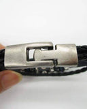 Bracelets - X Letter Shaped Braided Bangle Beads - Black - handsandhead