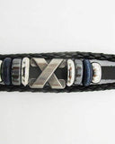 Bracelets - X Letter Shaped Braided Bangle Beads - Black - handsandhead