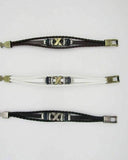 Bracelets - X Letter Shaped Braided Bangle Beads - Black - handsandhead