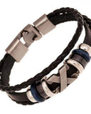 Bracelets - X Letter Shaped Braided Bangle Beads - Black - handsandhead