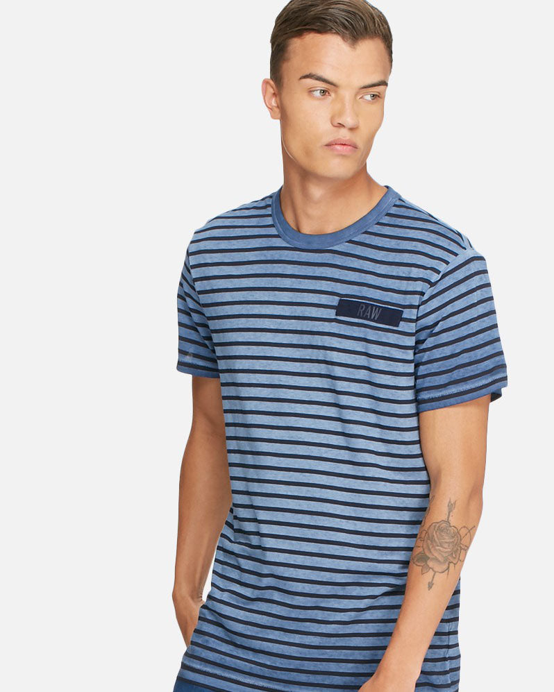 G-Star Men's T-Shirt Rancis Stripe R T Blue