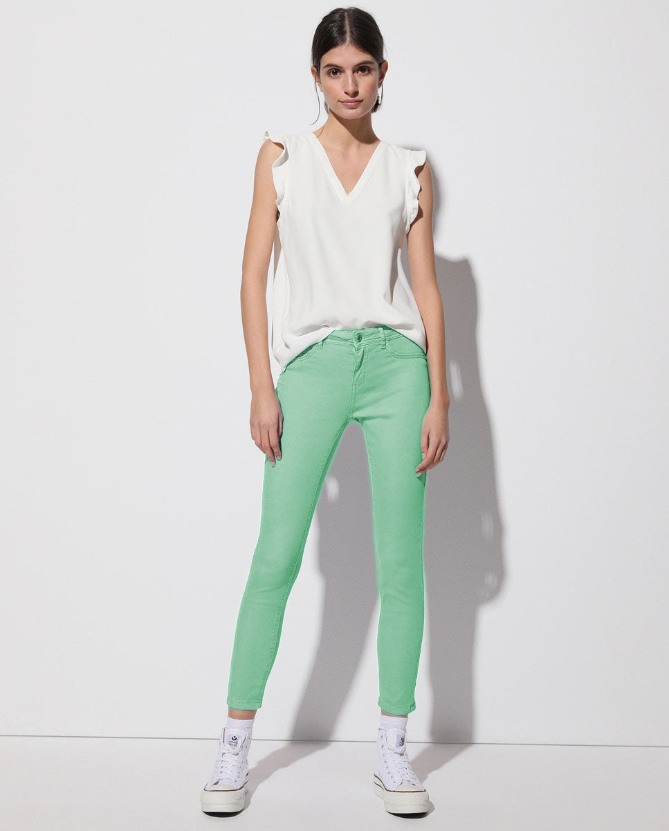 Easy Wear Women's basics Jeggings with pockets -Green
