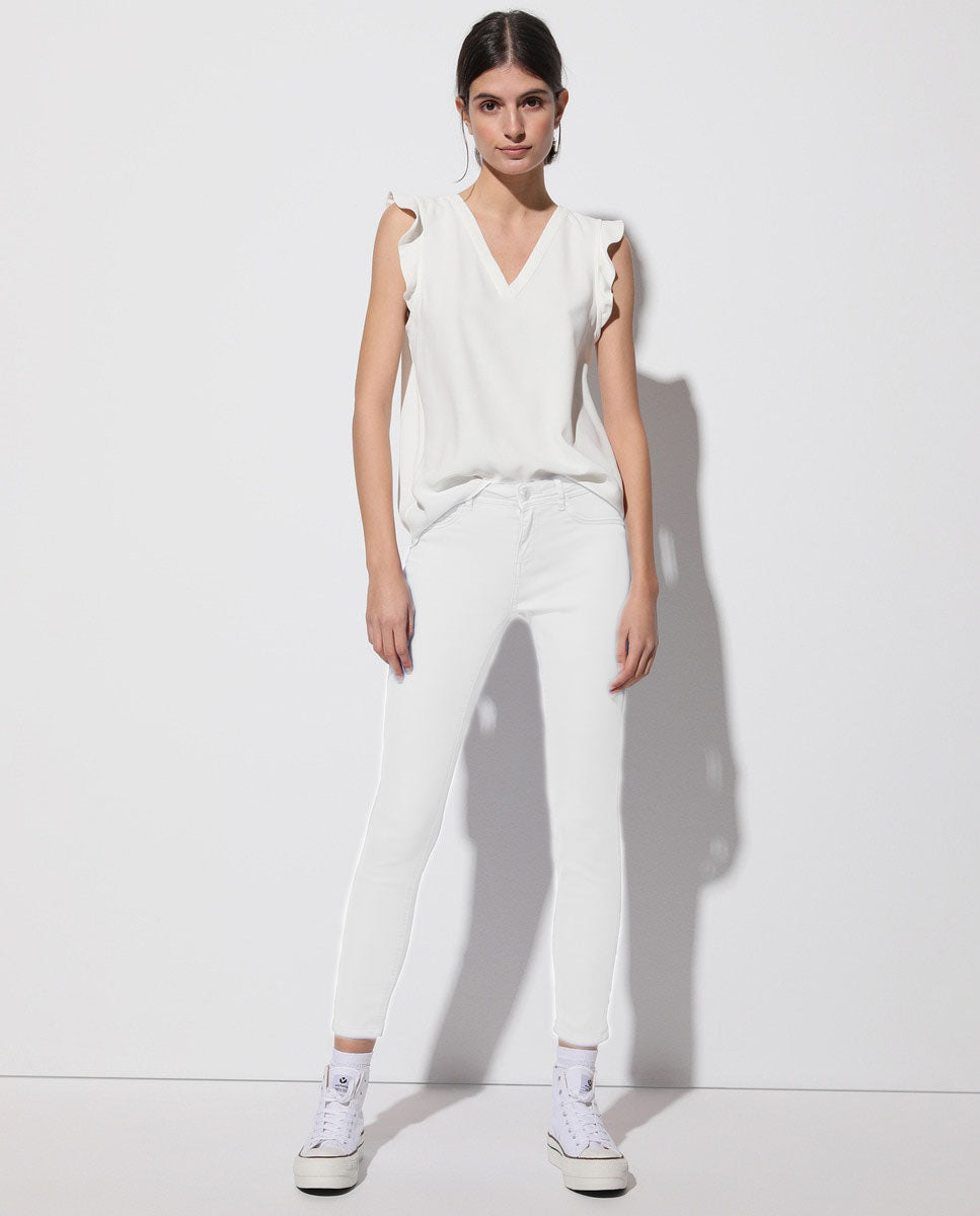 Easy Wear Women's basics Jeggings with pockets -White
